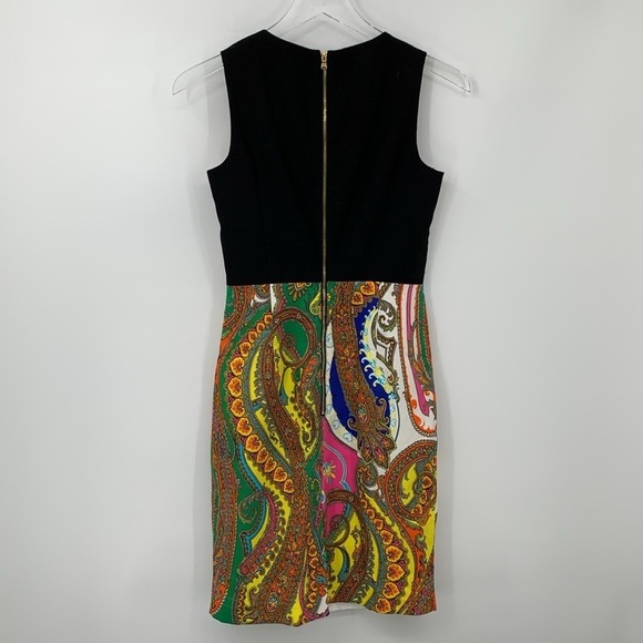 Trina Turk Angelina shift dress paisley black sleeveless sheath orange blue 0 - Picture 3 of 4